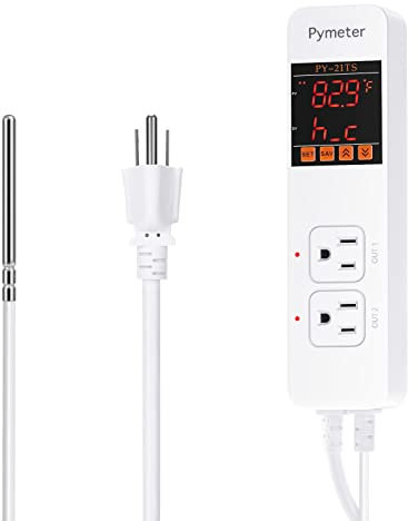 Pymeter Attic Fan Thermostat Controller Temperature Switch Plug Outlet for Seedlings, Germination, Rooting, Greenhouse, Fermentation, Reptile, Terrarium Heating Mats