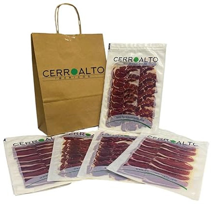 CERROALTO | Iberische Cebo-Schulter 50 % iberische Rasse | 10 Umschläge à 100 g, in leicht zu trennende halbe Scheiben geschnitten