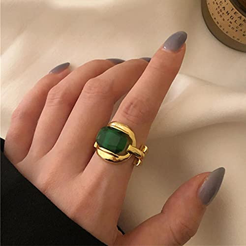 ZXCM 925 Sterling Silber Party Ringe Frankreich Vergoldet Vintage Grün Elegante Braut Schmuck Geschenke für Frauen Paare