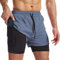 Danfiki Men Running Shorts Men's Shorts Workout with Phone Pocket 2 in 1 Gym Training Shorts Lightweight Quick Drying Cobalt Blue