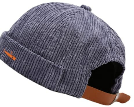 Faringoto Herren Skullies & Beanies Dockermütze Männer Trawler Fisherman Beanie randlose Kappe Rollmanschette Retro Matrosenmütze, Nebelblau, Einheitsgröße