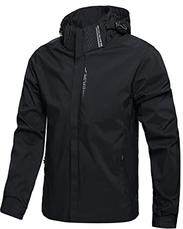 Hikevitang Men's Lightweight Waterproof Rain Jacket,Shell Hooded Outdoor Raincoat Hiking Windbreake jacket