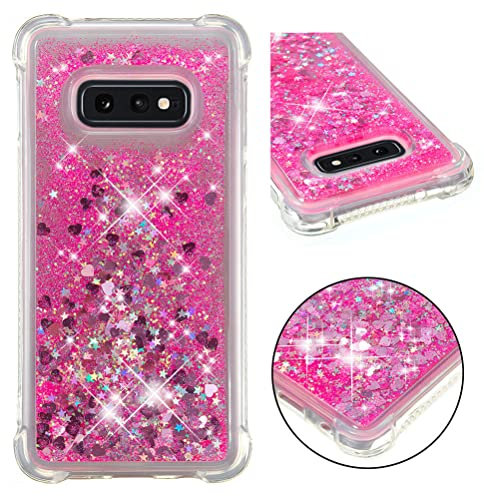 COTDINFOR Compatible avec Samsung Galaxy S10e Coque Liquide Cover Bling Briller Sparkle Floating Antichoc Protective Silicone TPU Étui Housse pour Galaxy S10e TPU Love Rose YBWTLS.