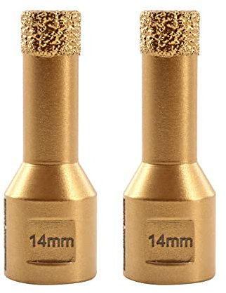 SHDIATOOL Diamond Core Drill Bit,Hole Saw Diameter 14mm M14 Thread Vacuum Brazed for Ceramic Porcelain Tile Granite Marble Masonry Brick,2pcs