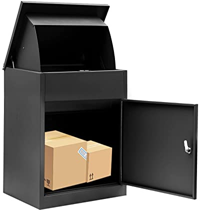 Yoocabinet Paketversandboxen für den Außenbereich, extra großer Briefkasten für Paket, verzinkter Stahl, Paketbriefkasten, Wandmontage, abschließbar, Diebstahlschutz für Veranda, (schwarz, groß)