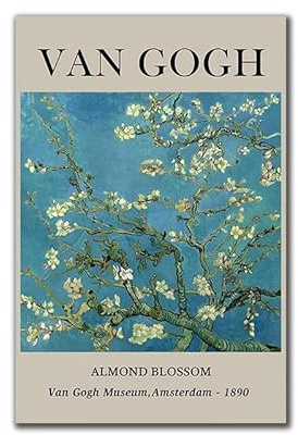 Van Gogh Blumen Leinwand Gemälde Landschaft Mandelblüte Poster und Drucke Wandkunst Bilder for Wohnzimmer Dekoration (Color : TF111, Size : 50X70cm Unframed)
