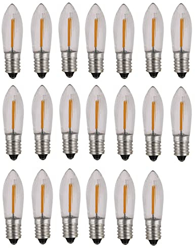 ShuoHui E10 COB LED Ersatzlampen Glühbirnen Topkerze für Lichterkette 14V-55V AC 0.2W 3000K Warm Weiß (20)