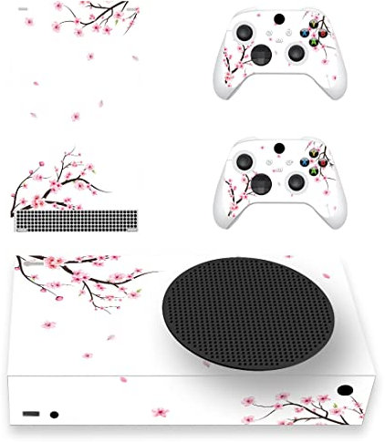 PlayVital Autocollant Protection pour Xbox Series S Sticker Manette Skin pour Xbox Series S Accessoires Console-Fleurs de Cerisier Tombe
