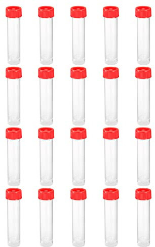 PATIKIL 30mL Plastik Test Rohre 20Pack Gefrierte Prüfröhrchen Behälter Lagerung Schraube Kappe für Labor Wissenschaft Rot Klar