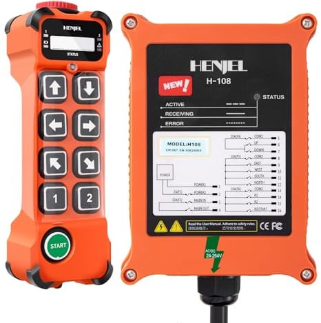 H108 Drahtlose Kran Fernbedienung Funk 220V 380V 110-460V Industrielle | 8-Kanal-Fernsteuerung 150 m für Brückenkran und Baustelle – unabhängige COM-Anschlüsse, einfache Verdrahtung, weniger Fehler