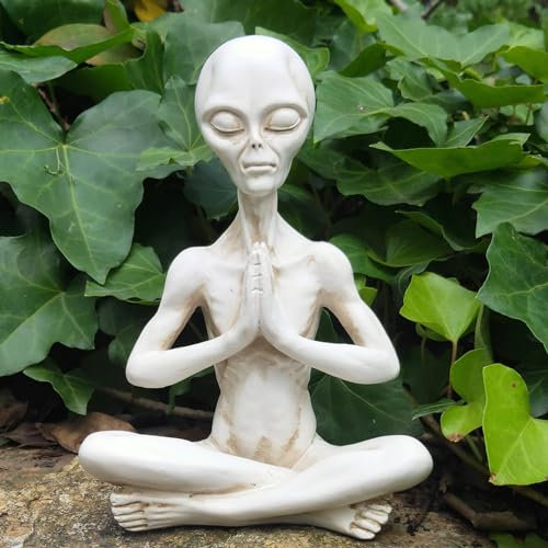 CHBDJY Wise Ailen Statue, Kunstharz, Meditation, Zen, Yoga, Alien-Figur, denkende Alien-Skulptur für Zuhause, Innen- und Außenbereich, Terrasse, Rasen, Hof, Dekoration, 16 cm Höhe