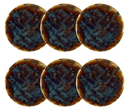 NOVASTYL - Lot 6 assiettes plates volcano 27cm en porcelaine marron - 2614370