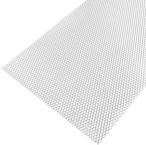 RECAMBO 100×33cm Alu Renngitter | Grillgitter, Race Gitter, Streckgitter | Hochwertige Aluminiumlegierung | Universelles automotiv Kühlergitter | Silber, Raute 6 x 12mm