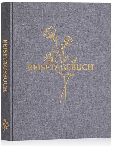 Lanpn Reisetagebuch Notizbuch für Frauen und Männer, Leinen Reisetagebuch zum Ausfüllen Fotobuch Reisejournal mit Aufforderungen, Reisebuch Urlaub Journal Jubiläums Reise Geschenke (Grau, 110 Seiten)