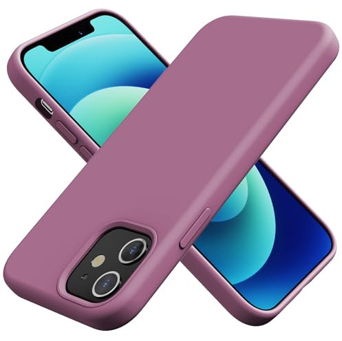 TAXXOE Silicone Case Compatible with iPhone 12 Case/12 pro case Soft Ultra Slim Protective Shockproof Liquid Silicone Phone Case,Anti-Scratch Microfiber Lining, 6.1 Dark Purple