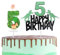 Dinosaur Cake Topper with Number Candle & 5 Dino Candles - Happy 5th Birthday Dinosaur Theme Party Cake Decorations