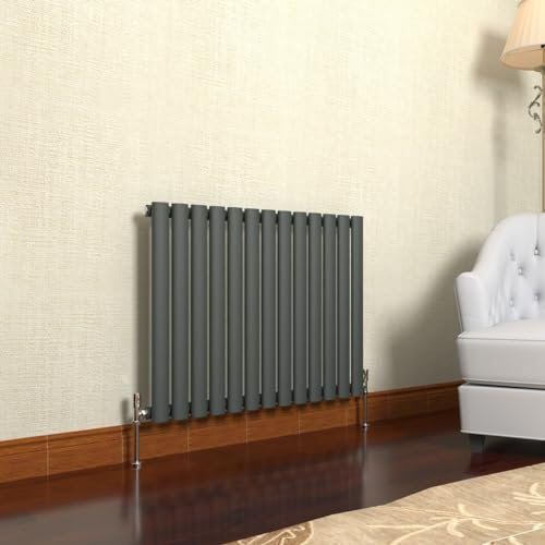 GY Bath Horizontal Radiator Anthracite Oval Column Designer 600x767mm Single Modern Central Heating Rads