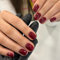 Short Fake Nails, 24Pcs Wine Red False Nails Square, Burgundy Press on Nail Stick on Nails, Solid Colour Nail Tips with Glue for Women Girls Nail Art(Red)
