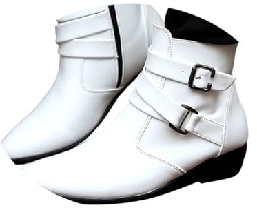 ORANDESIGNE Stivali Uomo Cowboy Stivali Western Brevi Stivali a Punta Moda Vintagea Stivali Western PU Pelle Coppia Stivaletti A Bianco 41 EU