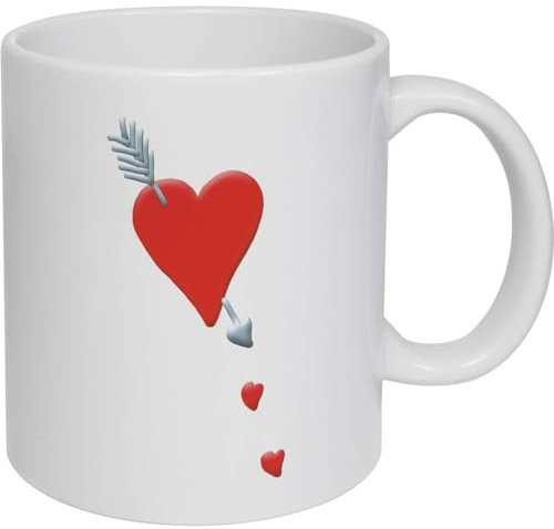 11oz (320ml) 'Red Heart and Silver Arrow' Ceramic Mug/Cup (MG00070051)