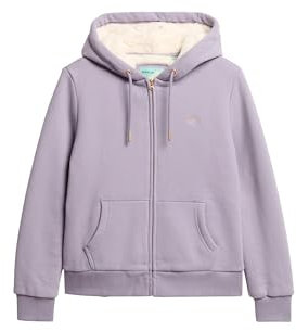 Superdry Damen Essential Kapuzenjacke mit Teddyfellfutter Brassica Flieder 40