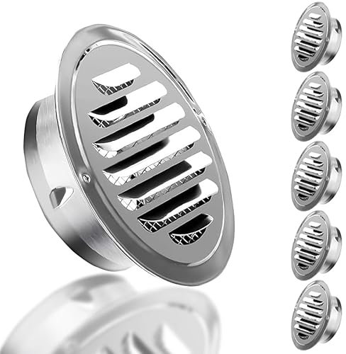 6 Stück(Ø75mm) Edelstahl Lüftungsabdeckung, Regensicher, insektensicher Lüftungsgitter, Runde Lüftungsschlitze, Lüftungsöffnungen Für Badezimmer, Heimbüro, Küche