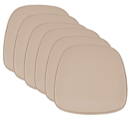 DORAFAIR 6-Pcs Stuhlkissen Sitzkissen Gefüllt Rutschfester Abnehmbarer Kissenbezug Lederkissen 40 * 40 cm Khaki