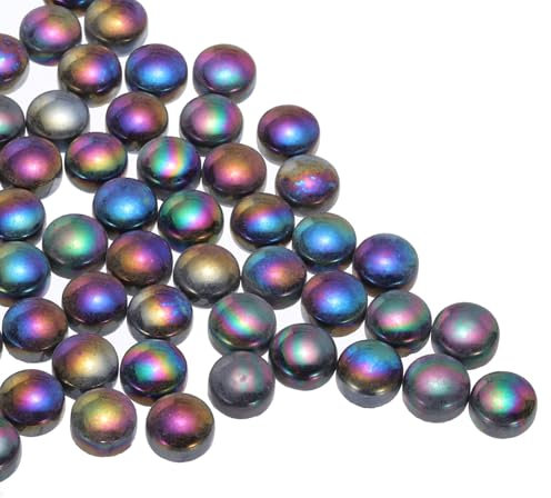 sourcing map Ceramics Beads,70pcs Flat Ceramics Gemstone Black Iridescent 0.23lbs (0.47-0.87) Ceramics Marbles Pebbles for Vase Fillers Aquarium Decor DIY Craft