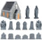GW Box 15 PCS Miniature Church Tombstones Gargoyle Mini Resin Tombstones DIY Scene Crafts Graveyard Scenes for Gothic Village Decorations Accessories