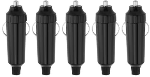 YINETTECH 5 Lot Prises Allume-Cigare de Voiture Robustes 20A 12V Adaptées Aux Câbles Jusqu'à 16 AWG Fonctionne de -25 à +85 ºC Noir (Soudure Uniquement)