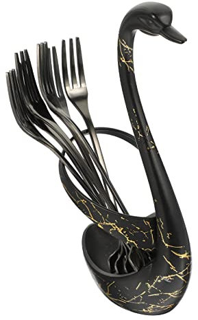 Amosfun 1 Satz Kaffeelöffel Schwanenbasishalter Obstlöffel Utensil Für Den Tisch Obstorganisator Espresso Esstischdekoration Lunchbox-picks Gewürzlöffel Rostfreier Stahl Black