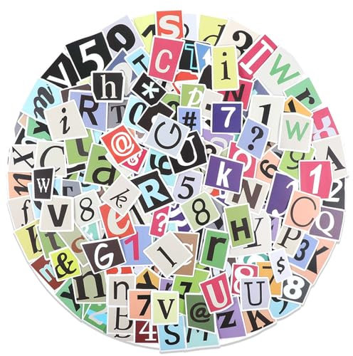 200 Stück Selbstklebende Buchstaben Aufkleber Vintage Sticker Vinyl Klebebuchstaben Wetterfest Alphabet Aufkleber Wasserdicht Buchstaben Nummern aufkleber Journaling Supply für Scrapbook DIY Grußkarte