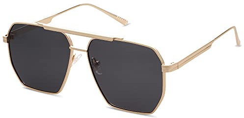 SOJOS Retro Quadratische polarisierte Sonnenbrille Damen Herren Vintage Sonnerbrillen mit UV400 Schutz SJ1161-56”