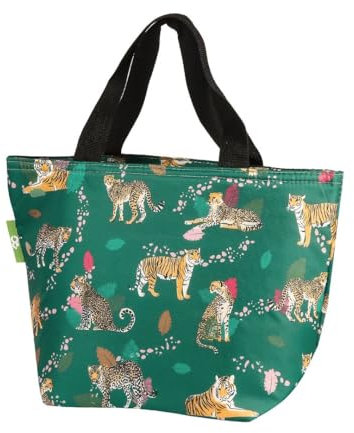 ECO CHIC Lightweight Foldable Insulated Lunch Bag Water Resistant Cooler Bag (Big Cat Green)
