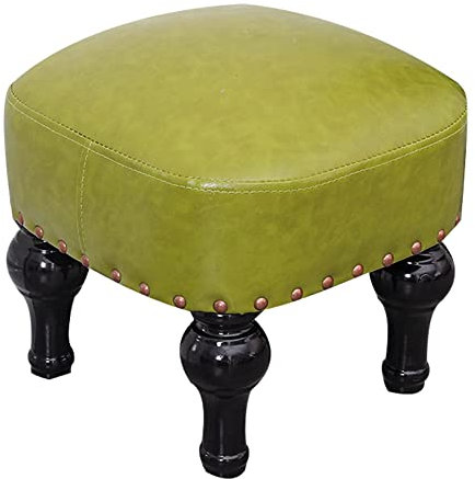 JDKJSBF Eingangstür Wechsel Schuhe Hocker Faxu Leder Fußhocker Kleiner Hocker mit 4 langlebigen festen Holzbeinen, grün Thoughtful