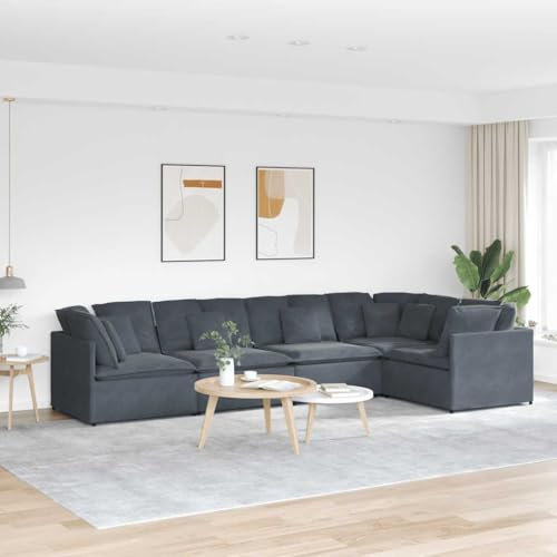 IKAYAA Ecksofa, L-Form aus 2 x Mittelsofa, 3 x Sofa-Eckteil, Modul-Couch, Eckcouch 400 x 200 x 64 cm, Couch Wohnzimmer, Ecke Sofa, Dunkelgrau