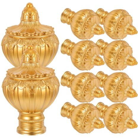 Ciieeo 10 Stück Vorhangstangen-Endstücke Für 26-28 Mm Gardinenstangen Vintage Kunststoff Finials Dekorative Stabkappen Einfache Installation Für Heimdekoration