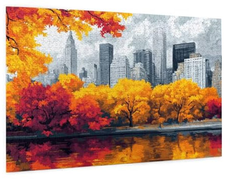 Puzzle New York Puzzle 500 Teile Landschaft Puzzles Erwachsene mit Geschenkbox, DIY Groß Holzpuzzle für Erwachsene, Geschicklichkeitsspiel für Die Ganze Familie Geschenke für Frauen 52 x 38 cm -936y