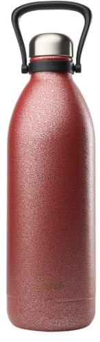 Qwetch - Bouteille Isotherme TITAN ROC 2L Safety Red - Ultra Résistante avec Revêtement Anti-Rayures - 48h Froid / 16h Chaud - Étanche, Lavable au Lave-Vaisselle - Gourde Inox avec Poignée