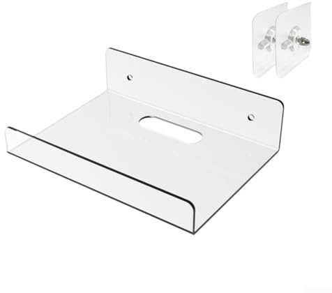 Yuanpgky Punch Support mural en acrylique pour salon, salle de bain, cuisine, rangement sans trous sur des surfaces lisses, acrylique transparent durable (30 x 20 x 4 cm)