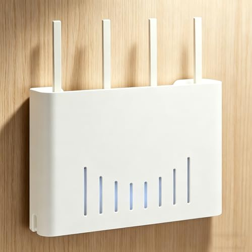 MNOIINM Router Schrank, Wandhalterung Kabel Organizer, Router Verstecken, Platzsparende Regal zur Aufbewahrung von Drähten, für Zuhause, Wohnzimmer, Schlafzimmer(White)