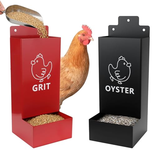 2er-Pack Futterautomat Hühner, Austernschalen-Futtertröge aus Metall, für Hühner, Enten und Geflügel, Futtertrog, Futterspender, Hühnerstallzubehör