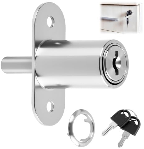 Serrure de Placard Coulissant en Alliage de Zinc, Cylindre à Pression avec Clés Différentes, Diamètre 19 mm, Sécurité Renforcée, Installation Facile, Convient Portes jusqu’à 32 mm
