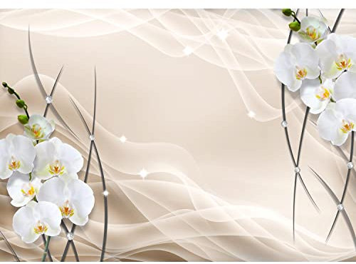 Runa Art Fototapete Blumen Orchidee 3d Modern Vlies Wohnzimmer Schlafzimmer - Made in Germany - 308 x 220 cm Beige 9322010a