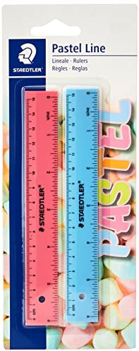 STAEDTLER 56215PSBK2ST Pastel Line Lineal (Tuschekante, für Zeichnungen und Linien, Blisterkarte mit 2 Linealen in trendigen Pastellfarben, Länge 15 cm)