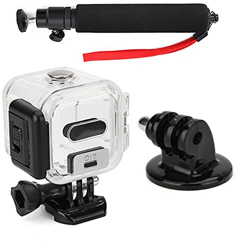 Werse Protetive 45mm Wasserdichte Gehäuse Case und Selfie Stick Einbeinstativ und Stativ Mount Adapter mit Rotem Gurt für Go