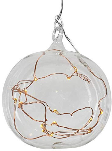 Lumix® LED kabellose Christbaumkugel Light Ball M Klar 8cm mundgeblasenes Glas mit LED-Lichterkette 1 Stück 76040