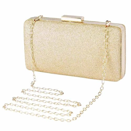 BAIGIO Abendtasche Damen Glitzernd Clutches Bag Elegant Schultertasche fur Hochzeit Party Cocktail Golden