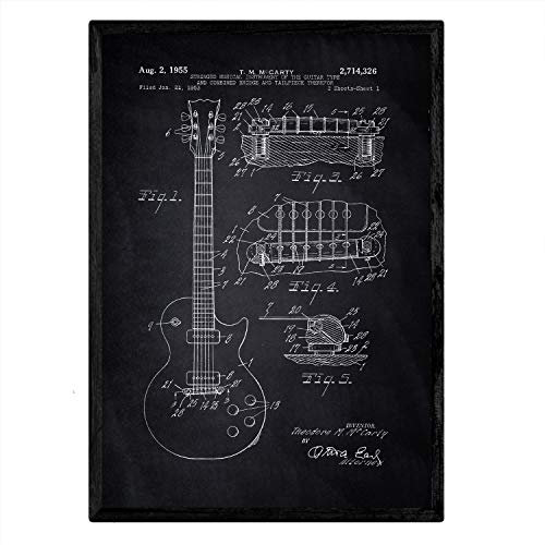 Nacnic Guitarre Patent Poster. Poster mit Erfindungen und alten Werkzeugen.