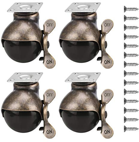 Lenkplatte Lenkrollen Set von 4 Schwerlastrollen 5,1 cm rollen mit 16 Schrauben Antik Kupfer Rollen (mit Bremse Lock)